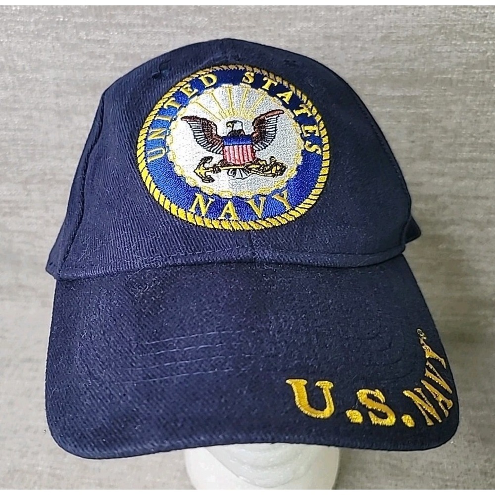 US Navy Eagle Emblems USN Large Round Patch Cap Hat Blue & Gold‎ Flag Patriotic